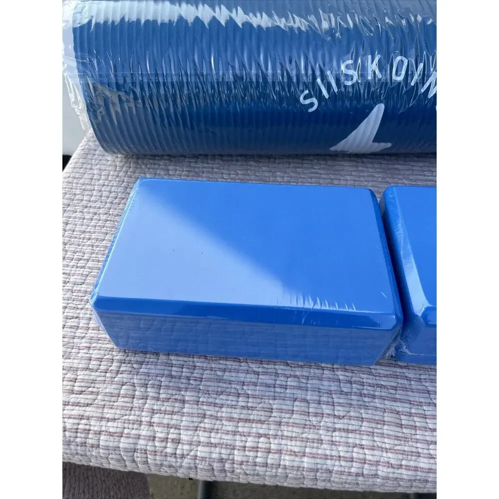 All Purpose 1/2-Inch Extra Thick High Density Anti-Tear Exercise Yoga + 2 Blocks